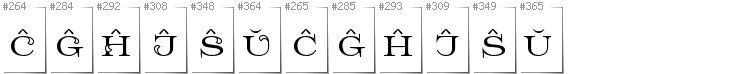 Esperanto - Additional glyphs in font Prida61