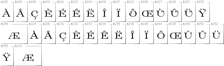 French - Additional glyphs in font Prida61