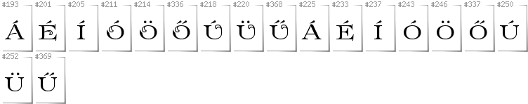 Hungarian - Additional glyphs in font Prida61