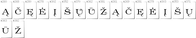 Lithuanian - Additional glyphs in font Prida61