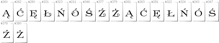 Polish - Additional glyphs in font Prida61
