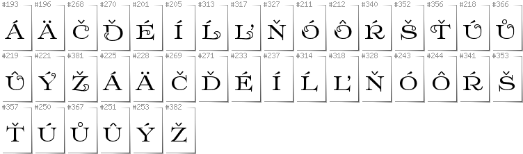 Slowakisch - Zusätzliche Zeichen in der Schrift Prida61