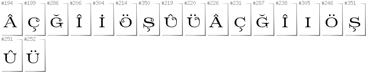 Turkish - Additional glyphs in font Prida61