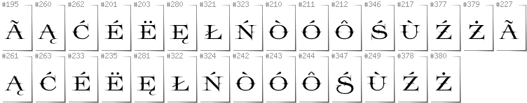 Kashubian - Additional glyphs in font Prida65