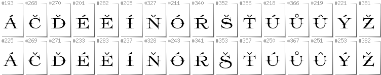 Tschechisch - Zusätzliche Zeichen in der Schrift Prida65