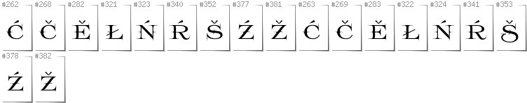 Upper Sorbian - Additional glyphs in font Prida65