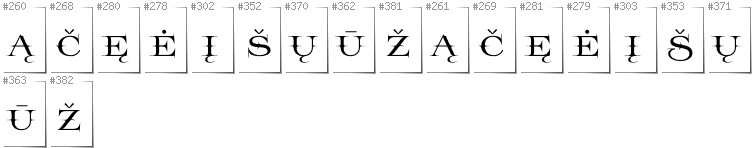 Lithuanian - Additional glyphs in font Prida65