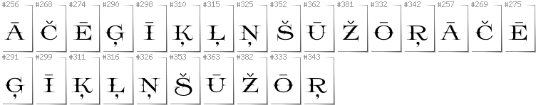 Latvian - Additional glyphs in font Prida65