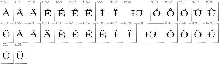Dutch - Additional glyphs in font Prida65