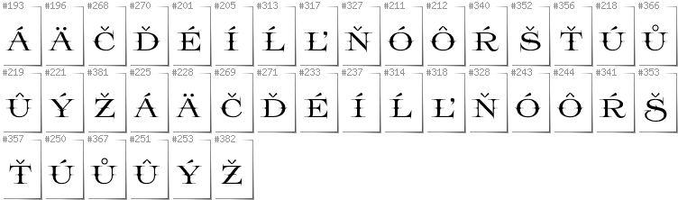 Slowakisch - Zusätzliche Zeichen in der Schrift Prida65