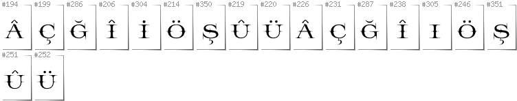 Turkish - Additional glyphs in font Prida65