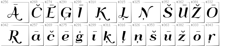 Lettisch - Zusätzliche Zeichen in der Schrift QumpellkaNo12