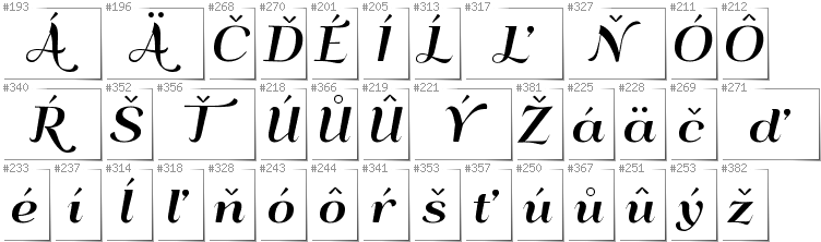 Slowakisch - Zusätzliche Zeichen in der Schrift QumpellkaNo12