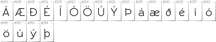 Icelandic - Additional glyphs in font Rawengulk