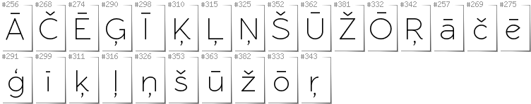 Lettisch - Zusätzliche Zeichen in der Schrift RawengulkSans