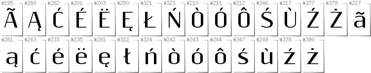 Kashubian - Additional glyphs in font Resagnicto