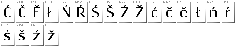 Lower Sorbian - Additional glyphs in font Resagnicto
