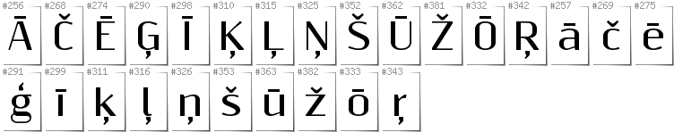 Latvian - Additional glyphs in font Resagnicto
