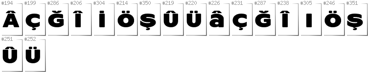 Turecki - Dodatkowe glify w foncie ResotYg