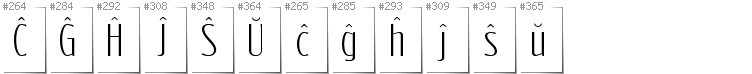 Esperanto - Additional glyphs in font Reswysokr