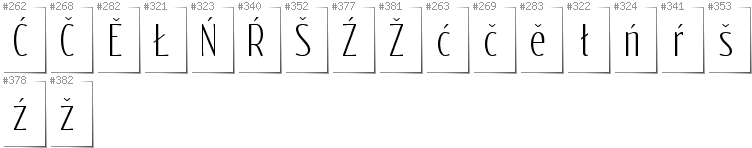 Upper Sorbian - Additional glyphs in font Reswysokr