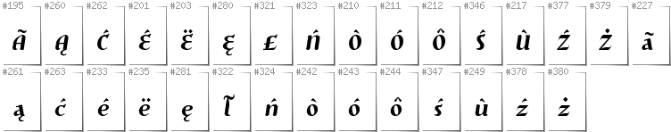 Kashubian - Additional glyphs in font Risaltyp