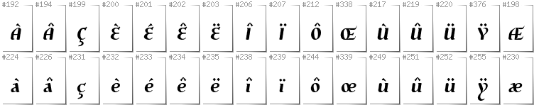 Französisch - Zusätzliche Zeichen in der Schrift Risaltyp