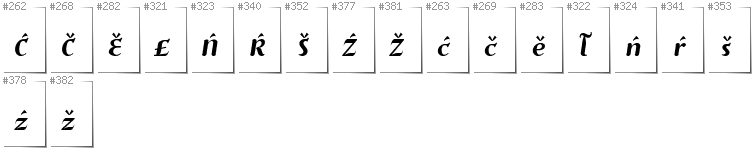 Upper Sorbian - Additional glyphs in font Risaltyp