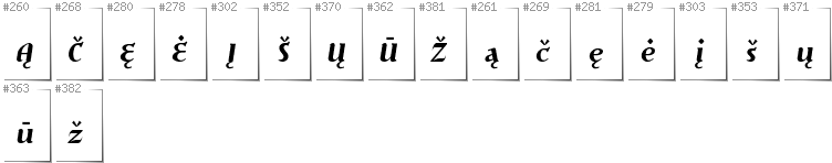 Litauisch - Zusätzliche Zeichen in der Schrift Risaltyp