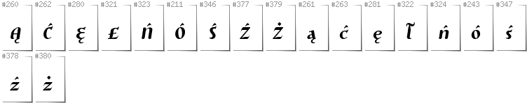 Polski - Dodatkowe glify w foncie Risaltyp