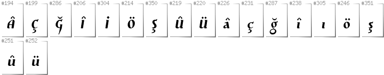 Turkish - Additional glyphs in font Risaltyp