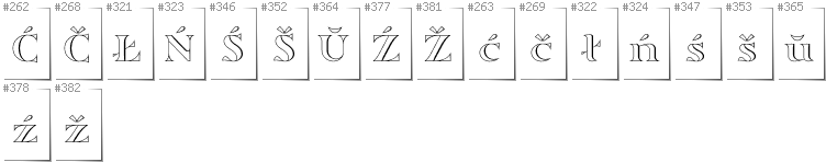 Belarusan Lacinka - Additional glyphs in font Sortefax