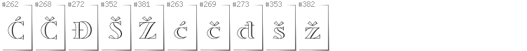 Bosnian - Additional glyphs in font Sortefax