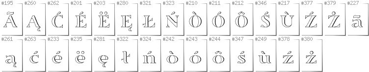 Kashubian - Additional glyphs in font Sortefax