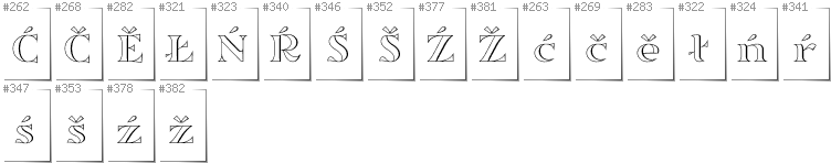 Lower Sorbian - Additional glyphs in font Sortefax