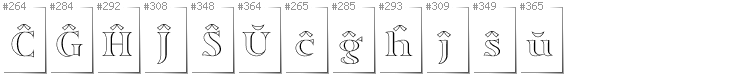 Esperanto - Additional glyphs in font Sortefax