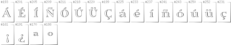 Spanish - Additional glyphs in font Sortefax