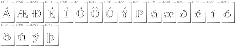 Islandzki - Dodatkowe glify w foncie Sortefax