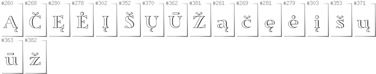 Litauisch - Zusätzliche Zeichen in der Schrift Sortefax