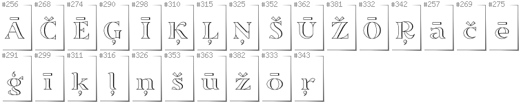 Lettisch - Zusätzliche Zeichen in der Schrift Sortefax