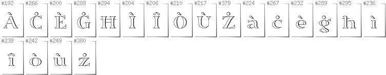 Maltese - Additional glyphs in font Sortefax