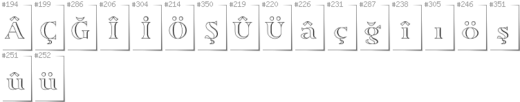 Turkish - Additional glyphs in font Sortefax