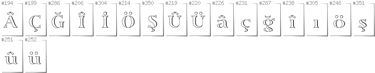 Turecki - Dodatkowe glify w foncie Sortefax