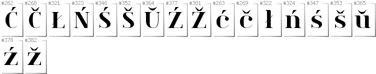 Belarusan Lacinka - Additional glyphs in font Spinwerad