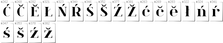 Lower Sorbian - Additional glyphs in font Spinwerad