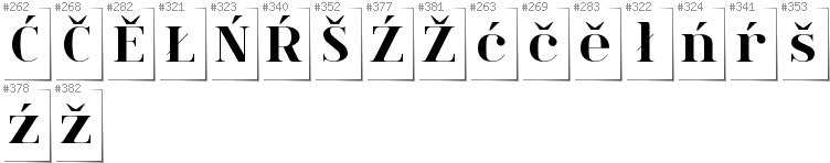 Upper Sorbian - Additional glyphs in font Spinwerad