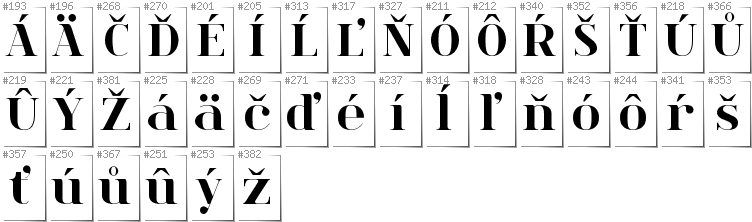 Slowakisch - Zusätzliche Zeichen in der Schrift Spinwerad