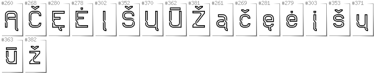 Lithuanian - Additional glyphs in font Sportrop