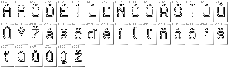 Slovakian - Additional glyphs in font Sportrop