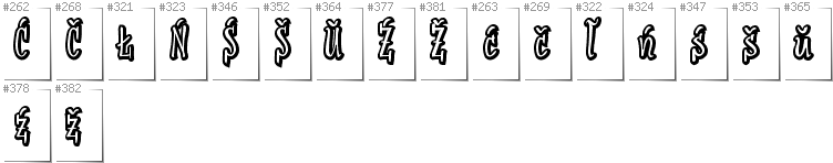 Belarusan Lacinka - Additional glyphs in font SudegnakNo2